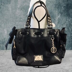 Juicy Couture Malibu Nylon Black Daydream Bag Side Bows Y2K Satchel